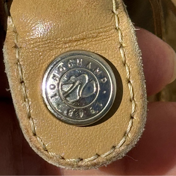 Longchamp Small Handbag Black Nylon Tan Leather Le Pliage Top Handle - Picture 14 of 16